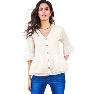 Matilda Jane Have A Good Day Eyelet Detail Blouse Size Small